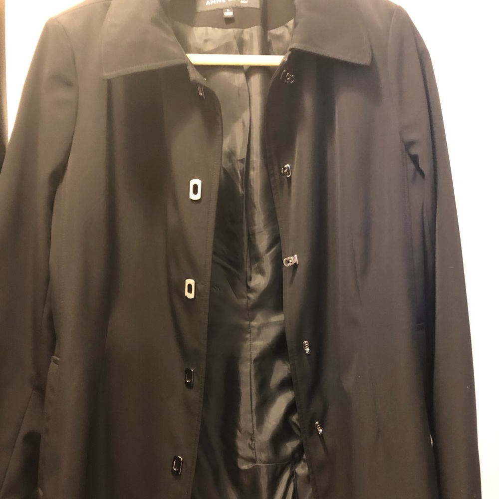 Anne Klein Black Rain Jacket with amazing buckles